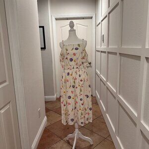 Loft Outlet - Cream Dainty Floral Dress, Size L